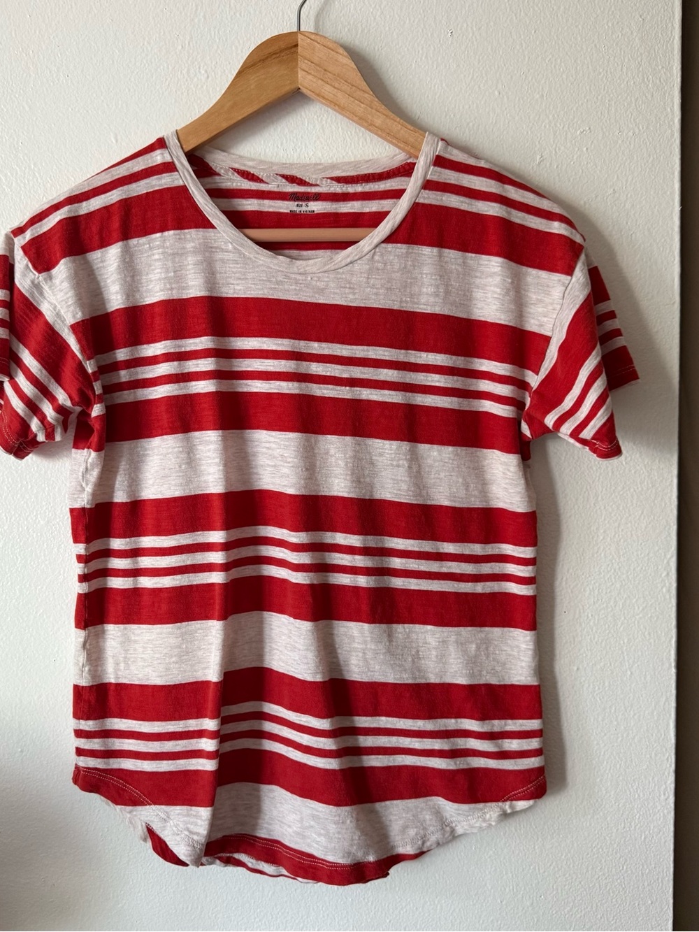 Madewell Red and White Striped Short-Sleeve Tee